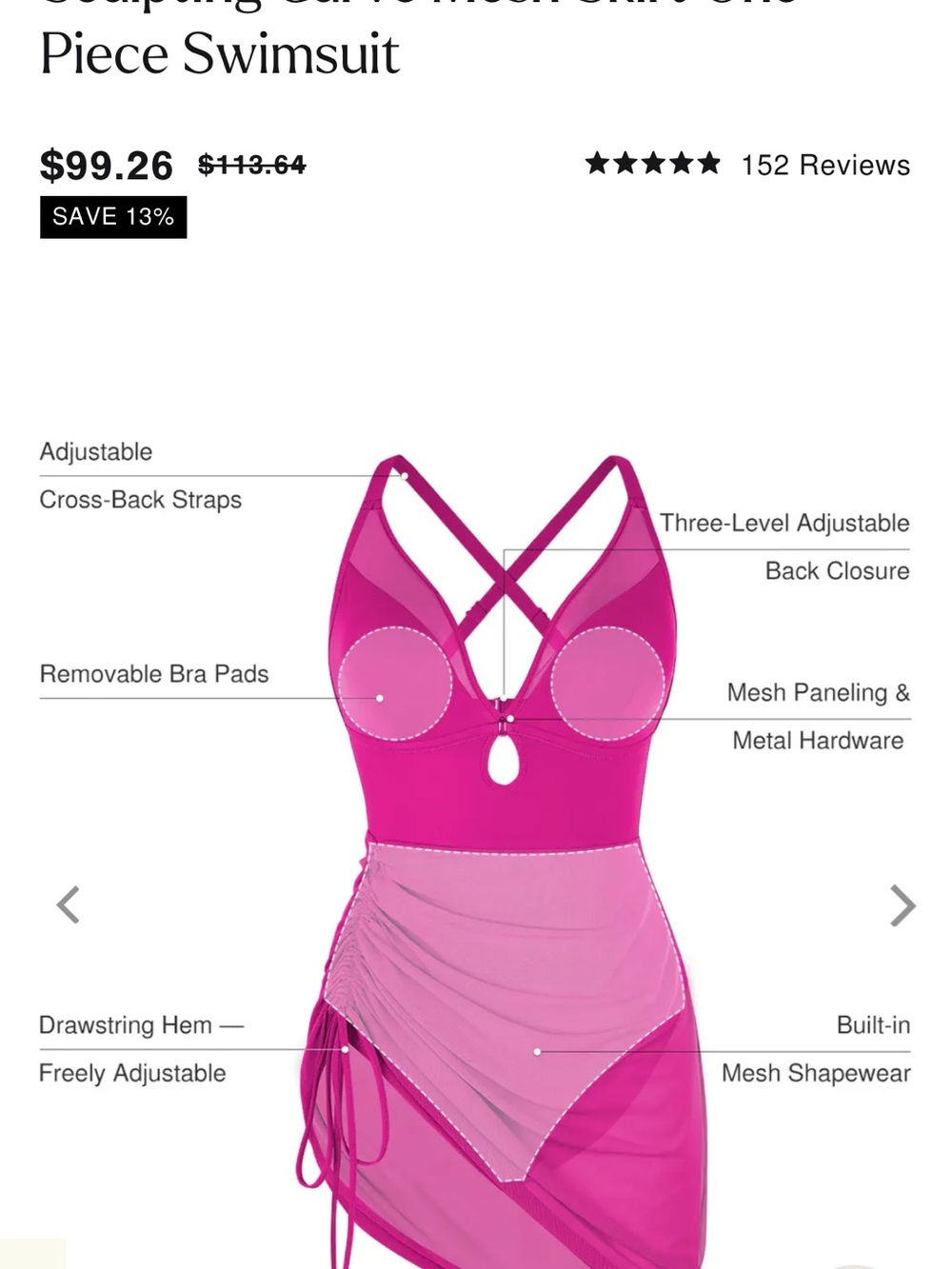 Fuchsia shapewear  One-Piece Swimdress - Women Swim - Picture 2 of 5